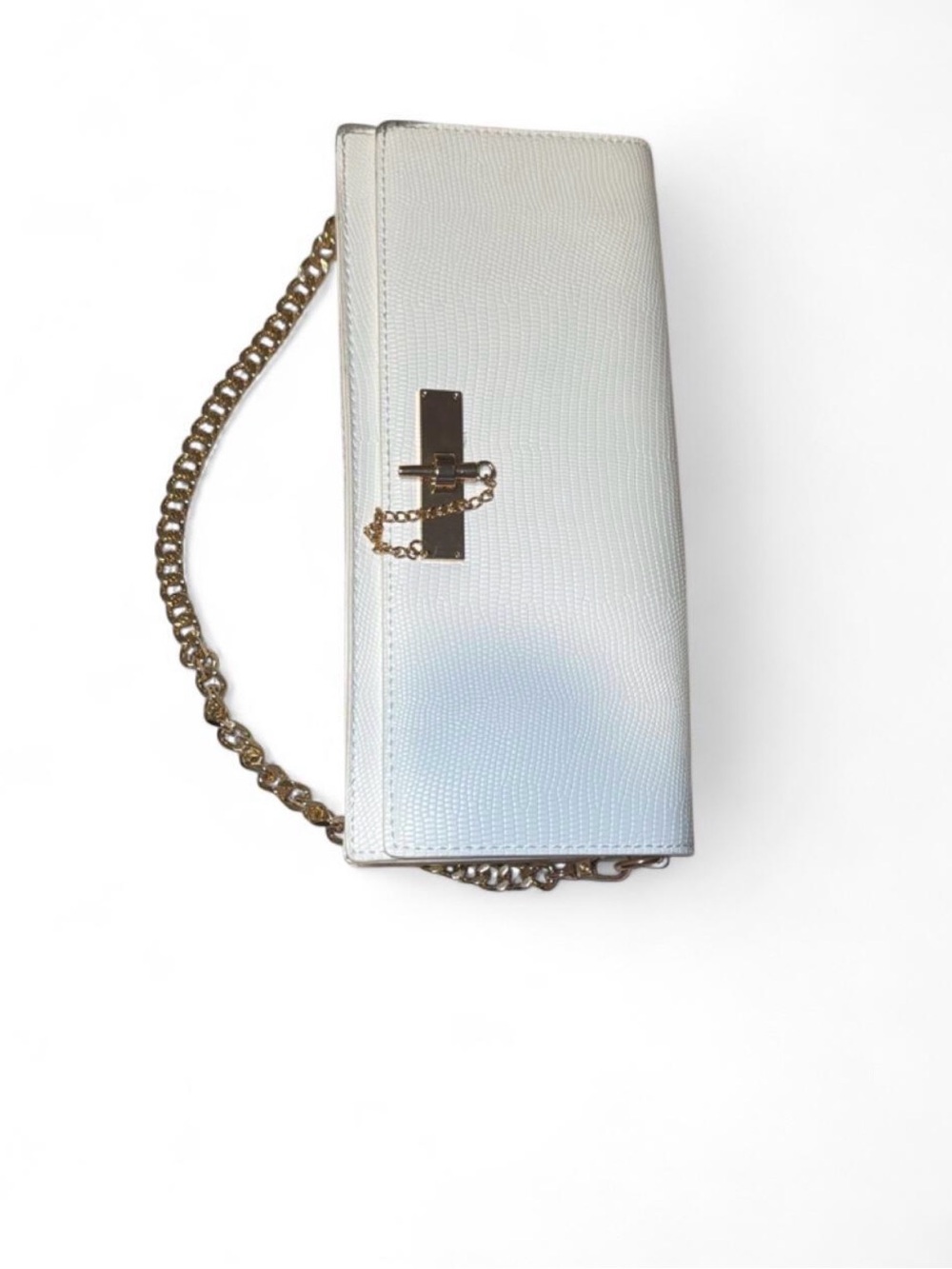Aldo white clutch with gold chain strap used only once